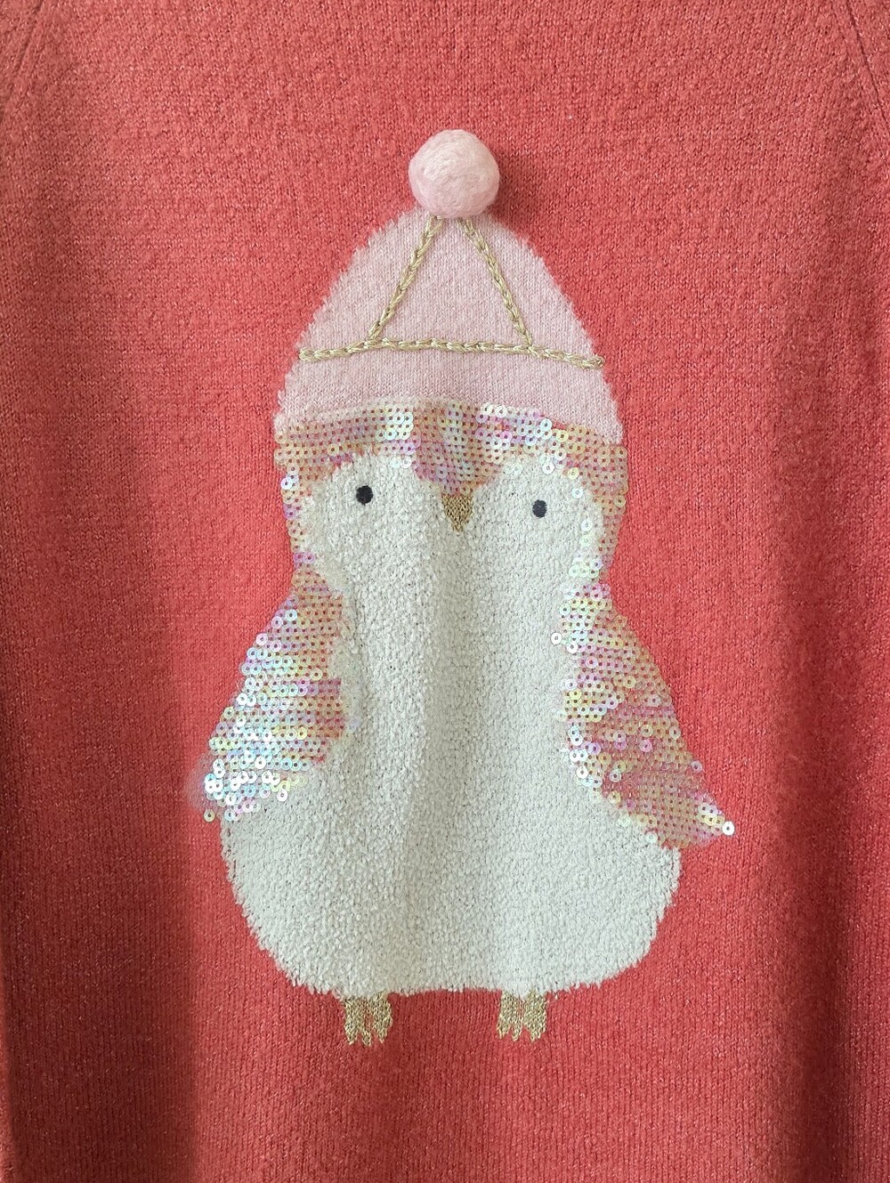 Lauren Conrad Womens Pink Penguin Sequin Tunic Sweater - Size Medium - Picture 2 of 6
